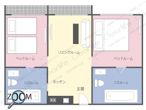 2ベッドルーム 90〜121㎡ レイアウト画像