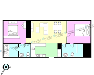 GM Estate Hotel ＆ Executive Apartment（ジーエム エステート ホテル & エグゼクティブ アパートメント） 2ベッドルーム 100〜115㎡ レイアウト画像