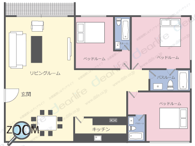 3ベッドルーム 240〜250㎡ レイアウト画像