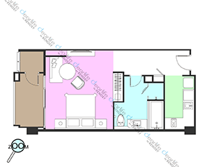 Marriott Executive Apartments Bangkok Sukhumvit 50（マリオット エグゼクティブ アパートメント スクンビット 50） スタジオ 42〜50㎡ レイアウト画像