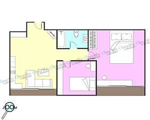 Silom Convent Garden（シーロム コンベント ガーデン） 2ベッドルーム 60㎡ レイアウト画像